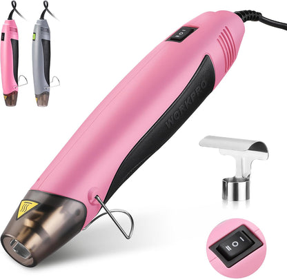 WORKPRO Mini Heat Gun, 400W Hot Air Gun with Reflector Nozzle, 2 Temp Settings 482℉(250℃)/842℉(450℃) and 5.9ft Long Cable Overload Protection for Craft Embossing, Shrink Wrapping PVC, Drying Paint