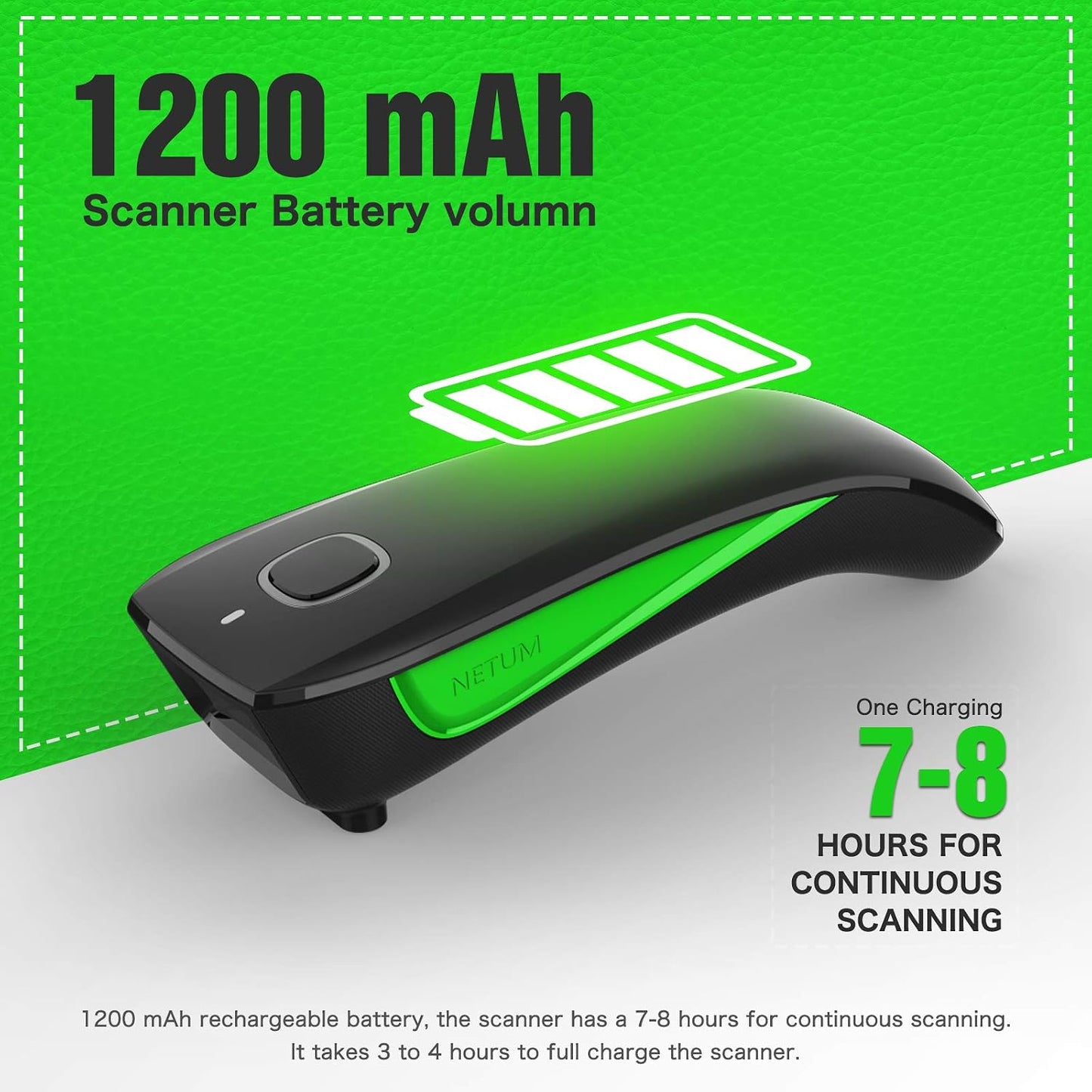 NETUM Bluetooth Mini 1D Barcode Scanner (C740) – Portable 3-in-1 Wireless POS Scanner