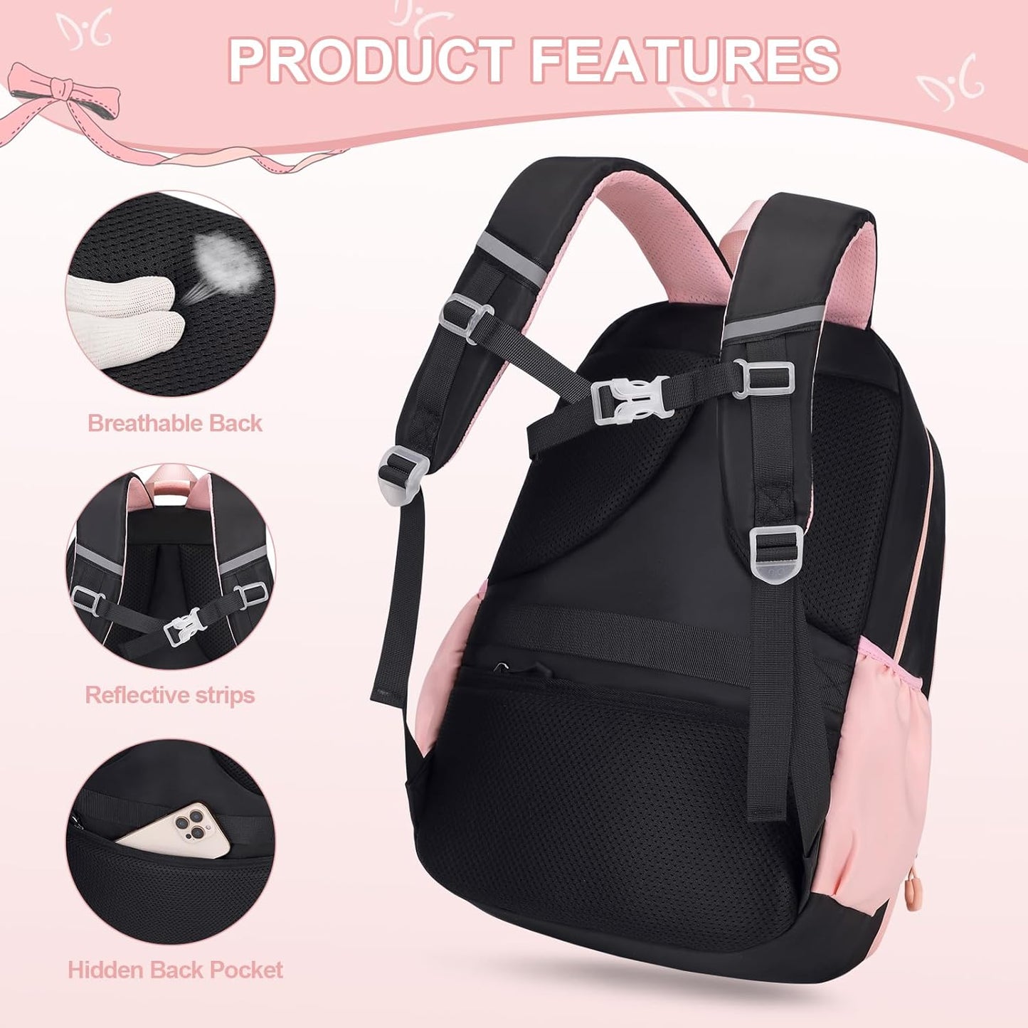 DIGOBAY Backpack for Girls, 3PCS Girls Backpack with Lunch Bag Pencil Case, Kids Backpack for Kindergarten Elementary School