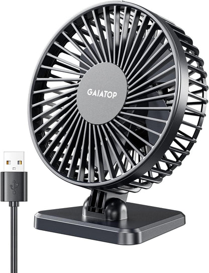 Gaiatop USB Desk Fan – Small Powerful Personal Desktop Fan with 3 Speeds, Quiet Operation & Adjustable Tilt - PuriLite