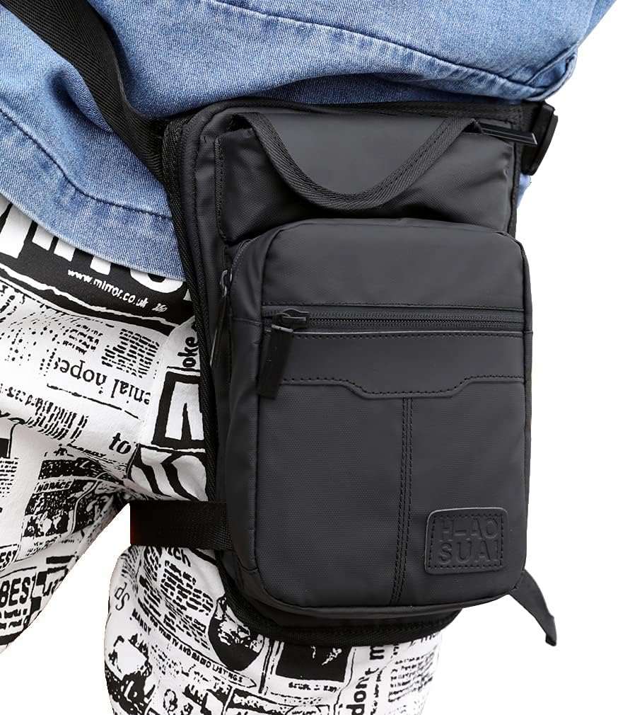 Motorcycle Drop Leg Bag Nylon Waist Pack for Men Women Travel Hiking Tactical Cycling Bike Ride Riding Crossbody Shoulder Fanny Pouch