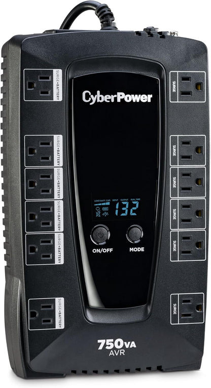 CyberPower AVRG900LCD Intelligent LCD UPS System, 900VA/480W, 12 Outlets, AVR, Compact