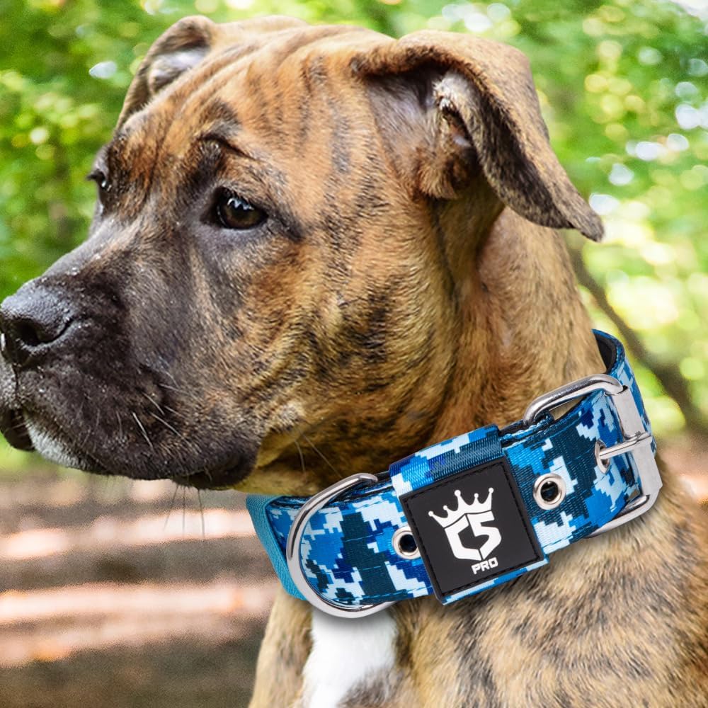 TSPRO Tactical Dog Collar 1.5 inch Wide Dog Collar Military Grade Strong Dog Collar Thick Dog Collar Heavy Duty Metal Buckle Dog Collar(Green-L)