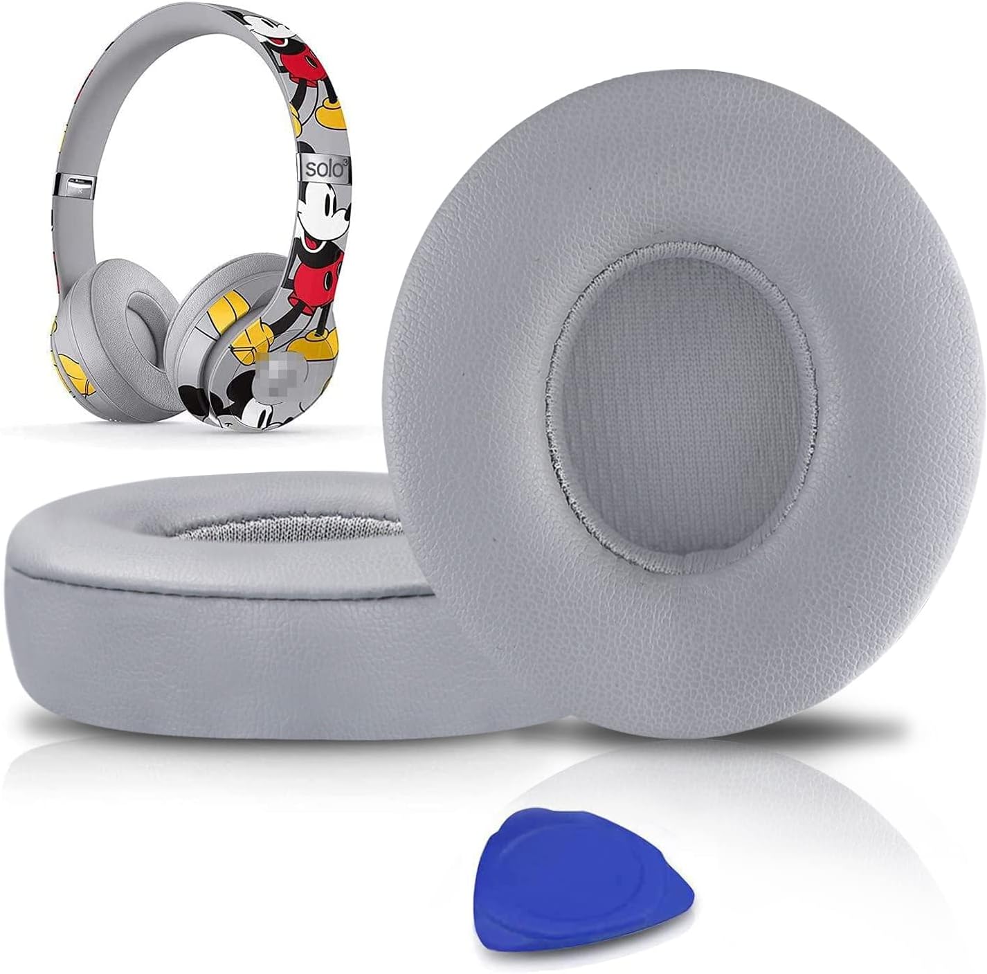 SoloWIT® Ear Pads Cushions Replacement, Earpads for Beats Solo 2 & Solo 3 Wireless On-Ear Headphones with Soft Protein Leather, Stronger Adhesive, Noise Isolation Memory Foam - Black