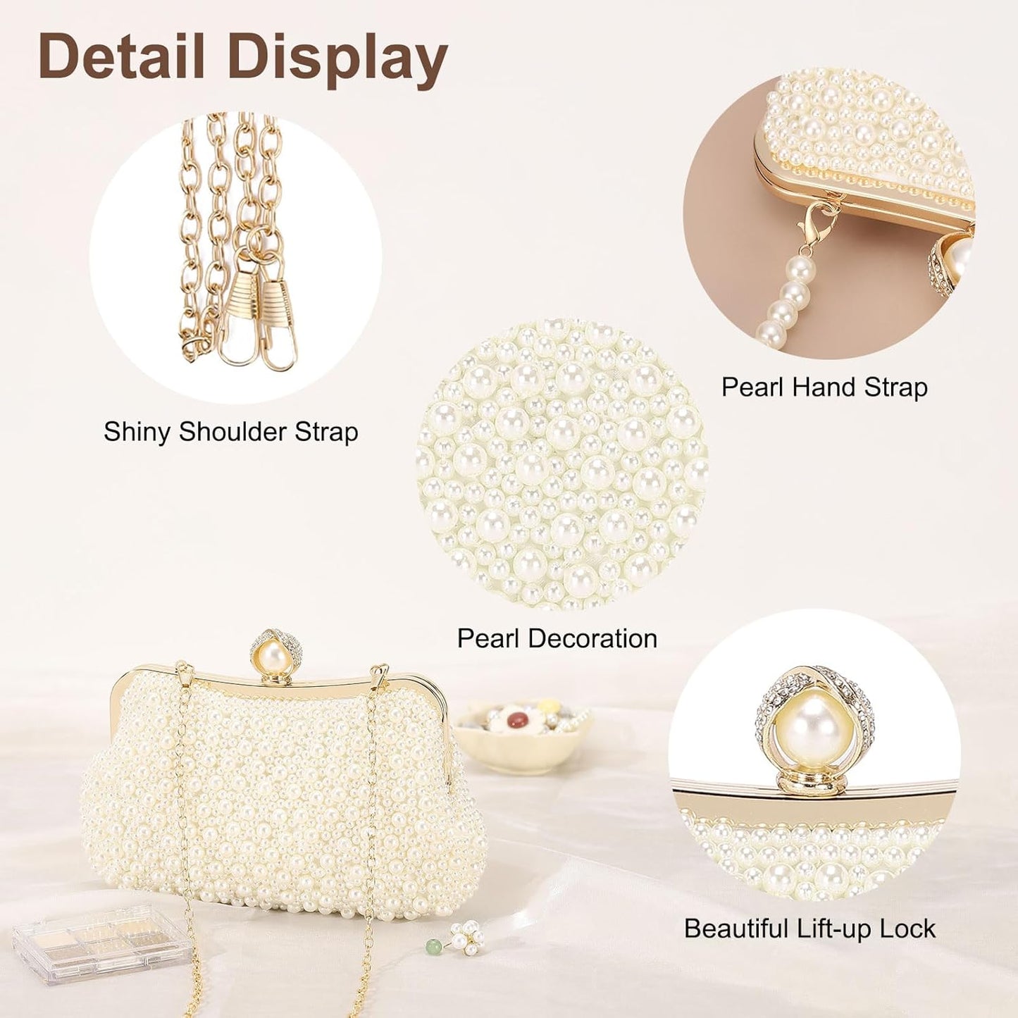 DTGN Clutch Purse Evening Clutch Bag Handbag Cross Body Bag for Women Formal Wedding Club Party