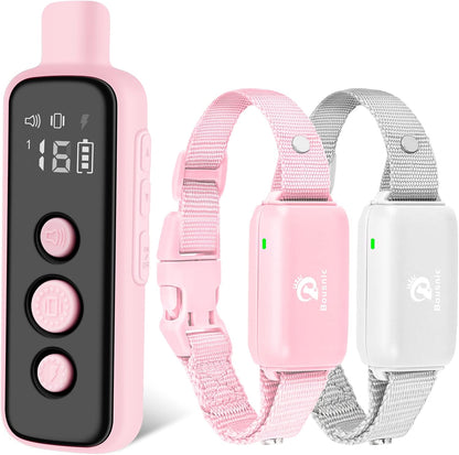 Bousnic Dog Shock Collar for 2 Dogs - (8-120lbs) Waterproof Rechargeable Electric Dog Training Collar with Remote for Small Medium Large Dogs with Beep Vibration Safe Shock Modes(Pink)