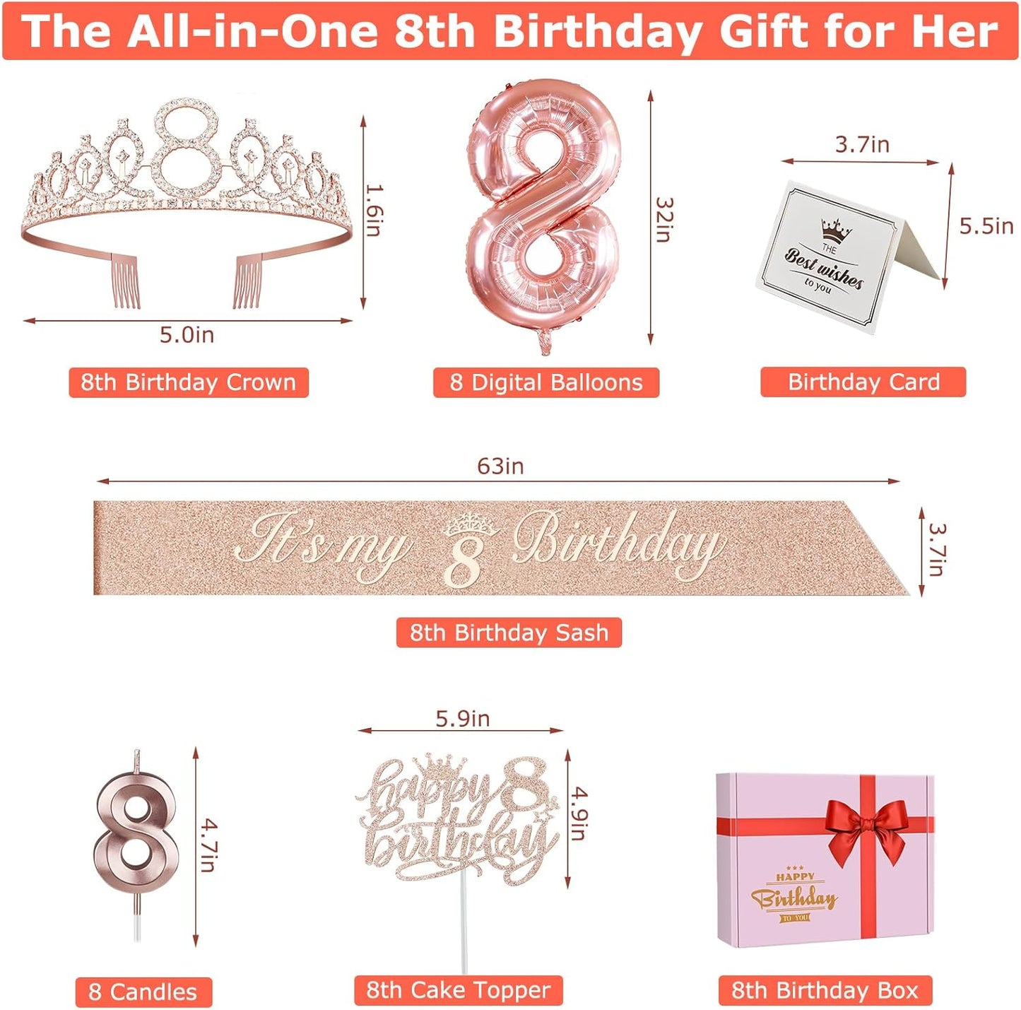 65th Birthday Decorations for Women, Including 65th Birthday Sash and Crown, Cake Topper and Candles, Number Balloons Rose Gold, 65 Year Old Gifts for Women
