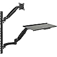 VIVO Black Sit-Stand Height Adjustable Pneumatic Spring Arm Keyboard, Monitor, CPU Wall Mount for 1 Screen up to 32 inches STAND-SIT1BW