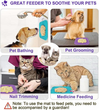 2 Pack Licking Mat for Dogs & Cats with Suction Cups, Dog Slow Feeder Lick Pat for Anxiety Relief, Dog Toys Feeding Mat for Butter Yogurt Peanut, Pets Bathing Grooming Training Mat