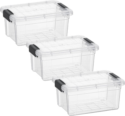 Superio Storage Bins with Lids- 3 Pack, 1.85 Qt Clear Boxes for Organizing, Stackable Plastic Containers- BPA Free, Non-Toxic, Odor Free, Organizer for Home, Office, Dorm