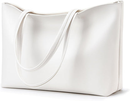 KALIDI Tote Bag Zipper Shoulder Bag Faux Leather Purses for Women Large Casual Handbag Work Dating College