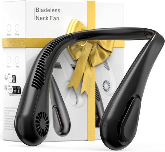 AMACOOL Bladeless Neck Fan Portable Personal Fan 5000mAh Rechargeable Battery Operated Wearable Fan for Women Men Outdoor Sport Travel Patio Garden Work Home Kitchen