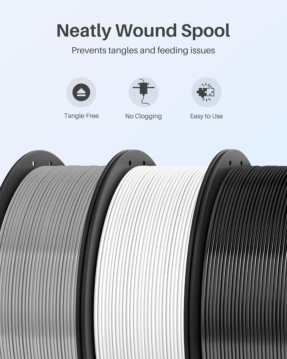ELEGOO PLA+ Filament 1.75mm Black 4KG, PLA Plus 3D Printer Filament, Dimensional Accuracy +/- 0.02 mm, Tough & High Strength, Fit for Most FDM Printers(1KG/Spool, 2.2 lbs)