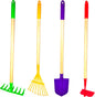G & F Products 10018 JustForKids Kids Garden Tool Set Toy, Rake, Spade, Hoe and Leaf Rake, Reduced Size, 4-Piece