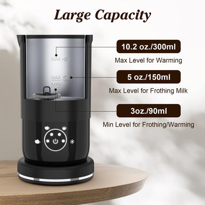 DEVINC Milk Frother, 4-in-1 Milk Frother and Steamer, Hot and Cold Foam Maker and Milk Warmer with Auto Shut-Off, Electric Frother for Coffee, Latte, Cappuccino, Matcha