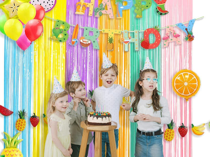 BRAVESHINE Pink Glitter Tinsel Foil Fringe Curtain - 2 Pcs 3.2x8.2 ft Metallic Party Supplies Photo Backdrop for Girl Princess Birthday Unicorn Bachelorette Butterfly Bridal Shower Party Decorations
