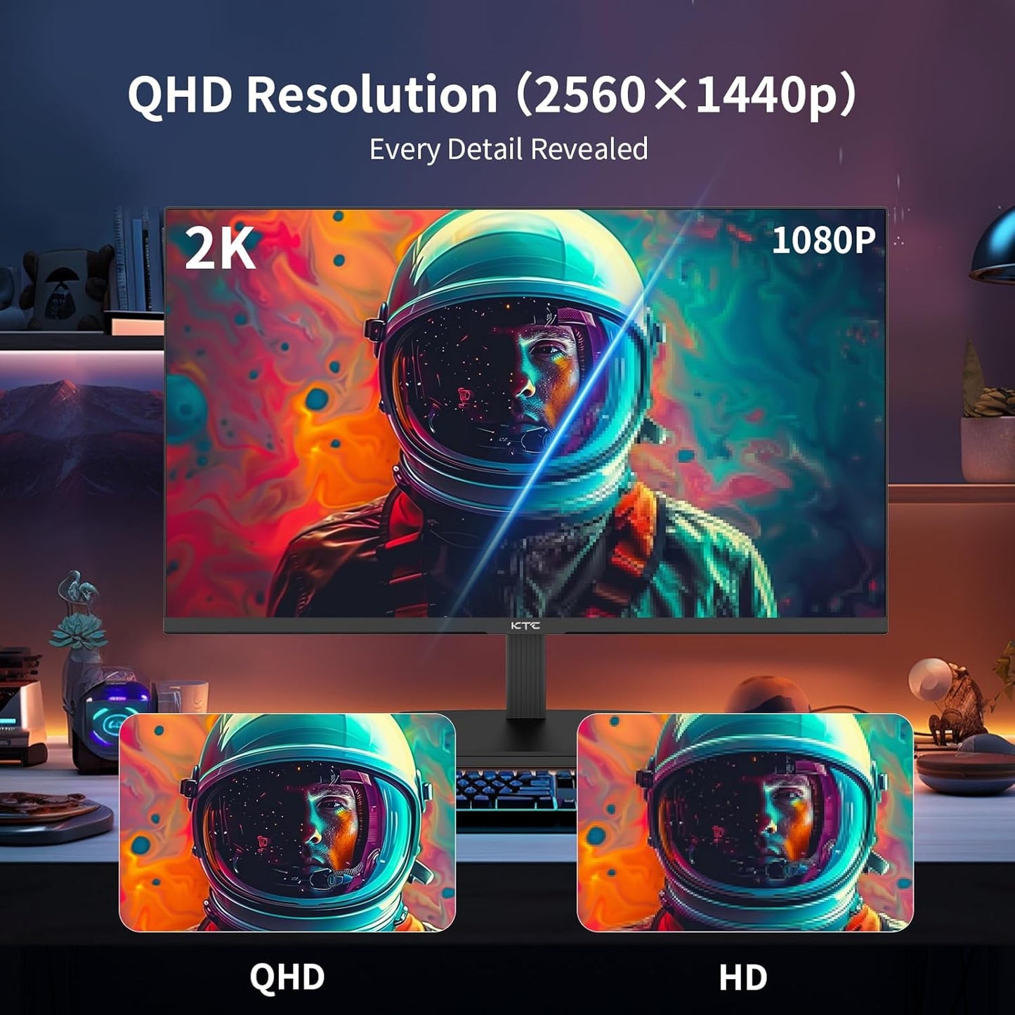 KTC 32 Inch 2K Computer Monitor, IPS 1440p Monitor with Ultra-Thin Bezels, HDR10, Freesync/G-sync, HDMI/DP Ports, Tilt Adjustable, Eyecare, Ideal for Business, Office, and Casual Gaming