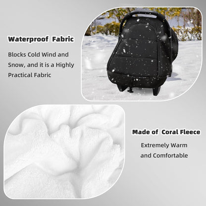 SWESEN Winter Car Seat Covers for Babies, Cozy & Warm Cover, Infant Car Seat Canopy Water Resistant, Universal Cold Weather Shield, Black