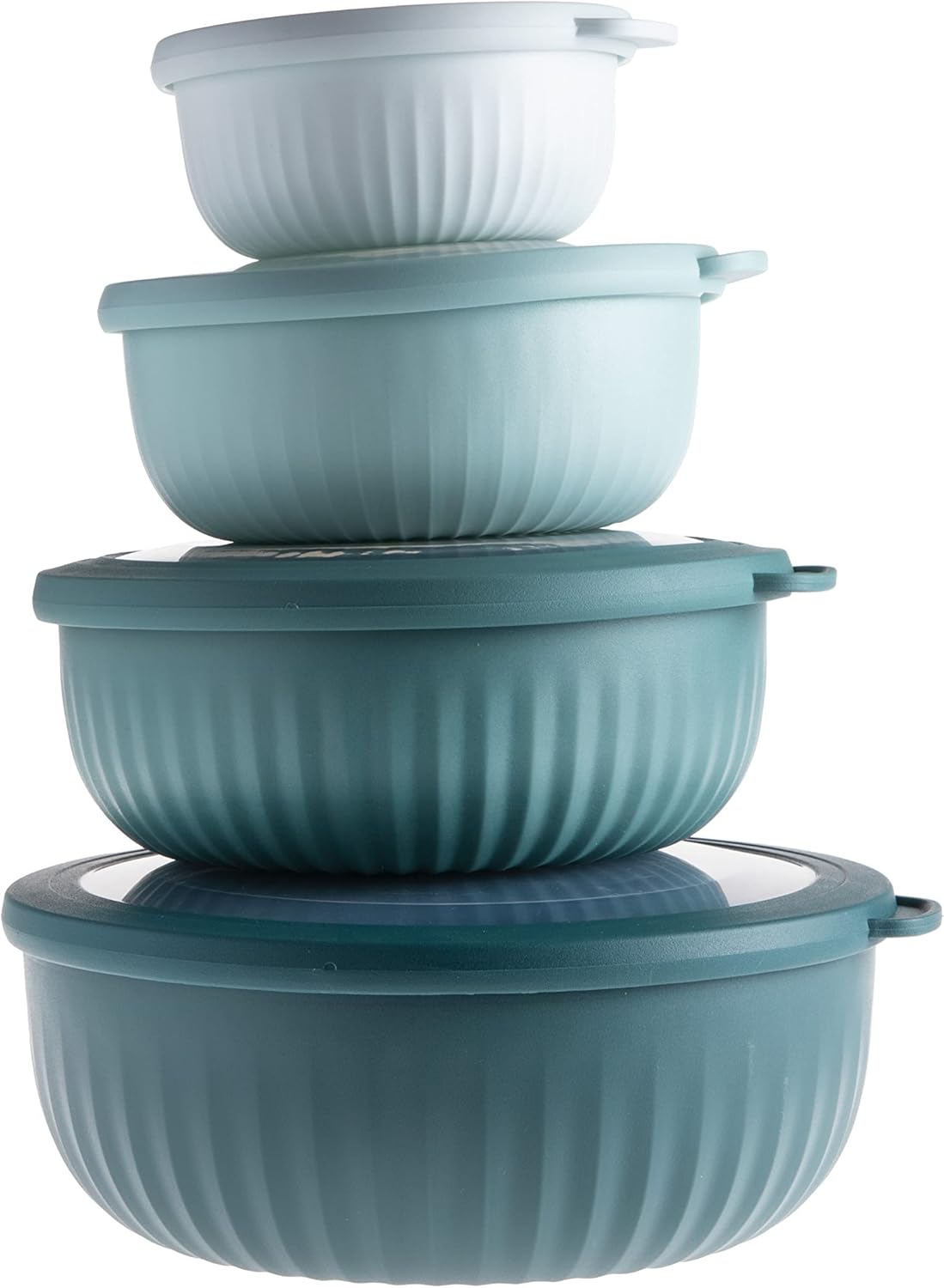COOK WITH COLOR Prep Bowls with Lids- 8 Piece Nesting Plastic Small Mixing Bowl Set with Lids (Teal Ombre)