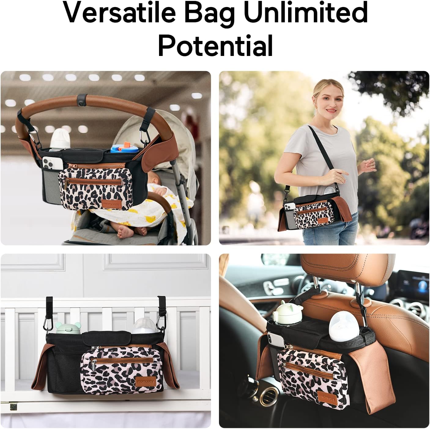 Universal Stroller Organizer with Insulated Cup Holder by Momcozy - Detachable Phone Bag & Shoulder Strap, Fits for Stroller like Uppababy, Baby Jogger, Britax, BOB, Umbrella and Pet Stroller