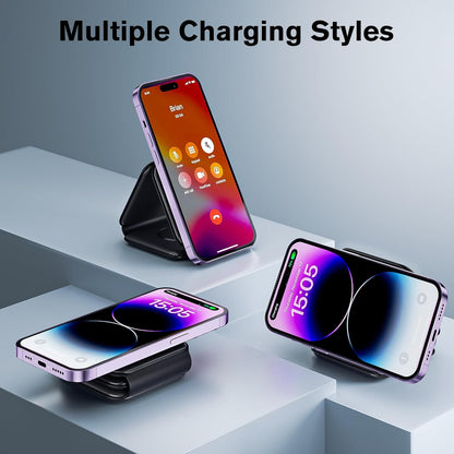 RTOPS 3 in 1 Wireless Charger for iPhone,W312 Fodable Charging Stations for Multiple Apple Devices, Fast Travel Charging Stand for iWatch, Airpod and iPhone 15 14 13 12 (Adapter Included)