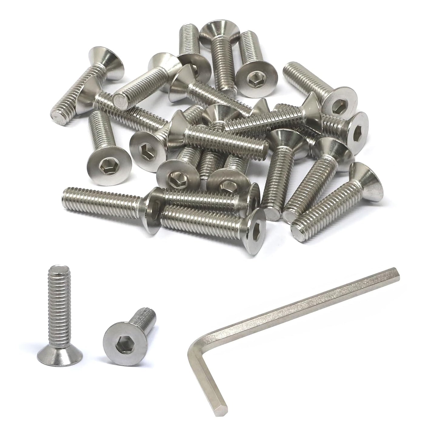 iexcell 5 Pcs M8 x 80mm Thread Pitch 1.25 mm Stainless Steel 304 Hex Socket Flat Head Cap Screws Bolts Kit