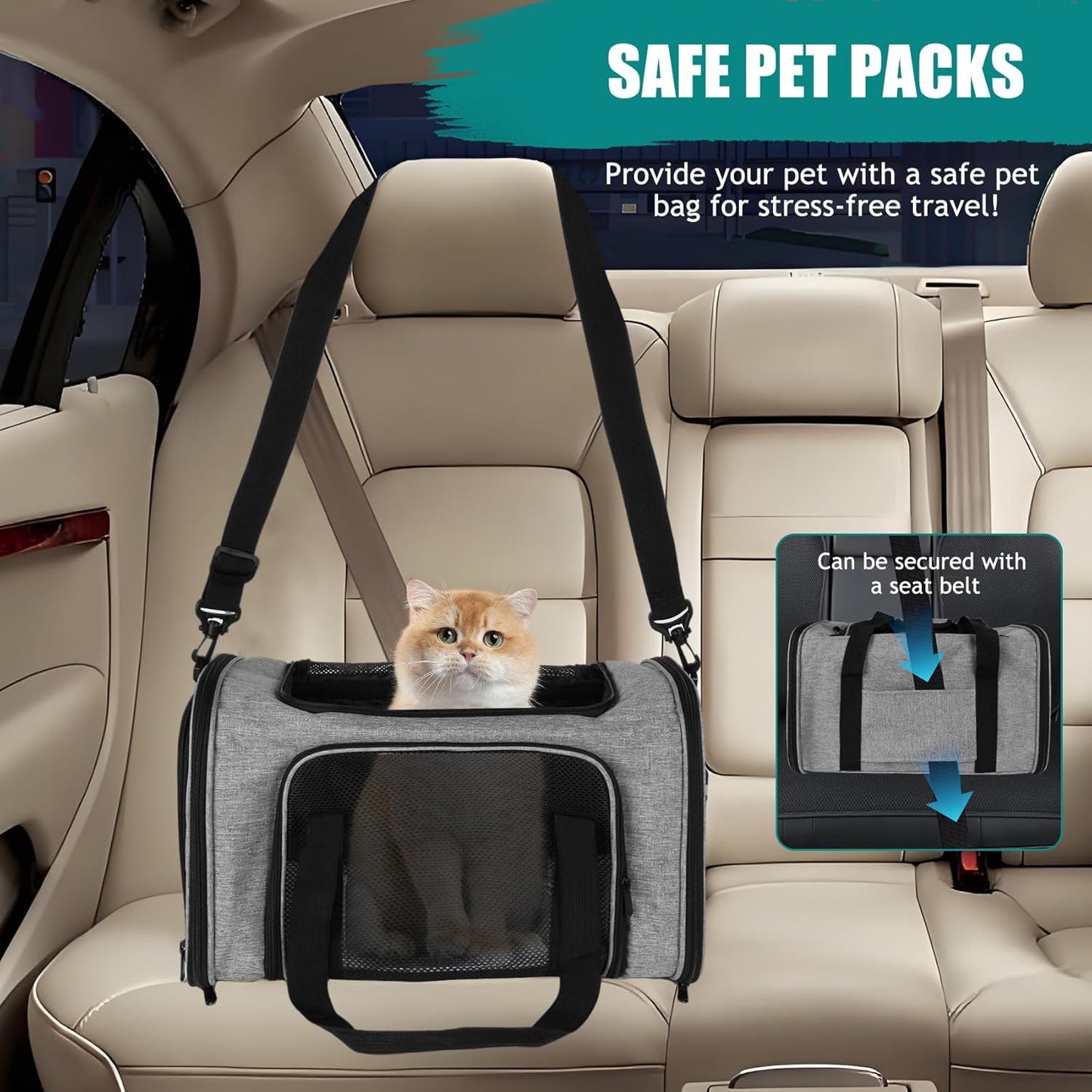 Top tasta Dog Cat Carrier Pet Carriers for Small Medium Large Cats Dogs Carrier Soft Sided Small Puppy Dog Carrier Portable Foldable Airline Approved Dog Cat Travel Carrier Grey Medium