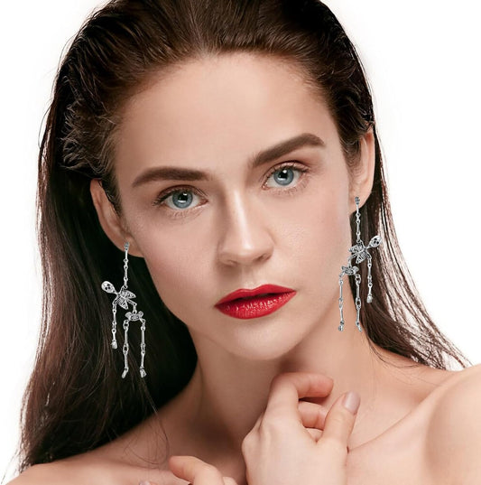 Halloween Earrings Skeleton Earrings Funny Punk Gothic Skull Earrings for Women Party Cosplay Jewelry - PuriLite