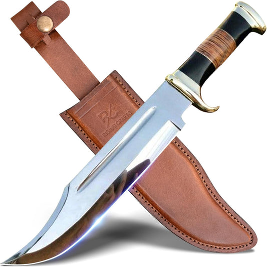 35.5 cm Bowie Fixed Blade Hunting Knife with Sheath, Tactical Survival Knife for Camping, Outdoor, Bushcraft