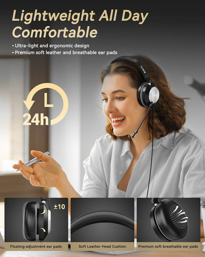 Voistek Computer HeadphonesWired USB C/3.5MM/USB Headset; with Noise Cancelling Microphone & Volume Controls Compatible with PC,Laptop,Mac,iPad,Home,Office,Meeting,Skype,Zoom(882F)