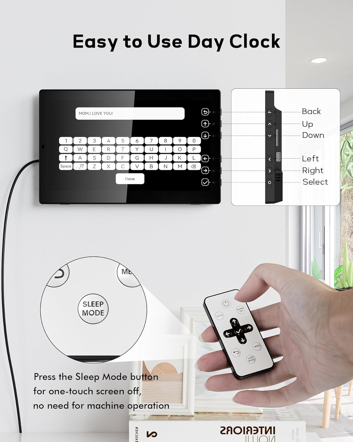 10.1'' Large Display Dementia Clock for Seniors, Calendar Clock with Remote Control,12 Themes, 20 Alarms, 20 Reminders, 6 Languages, Auto Dimming, 12/24 Hours, Indoor Temperature, Humidity