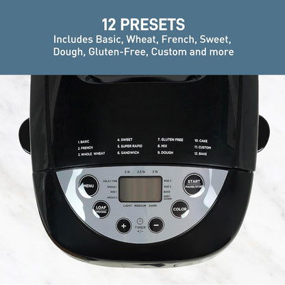 West Bend 47413 Hi-Rise Bread Maker Programmable Horizontal Dual Blade with 12 Programs Including Gluten Free, 3-Pound, Gray