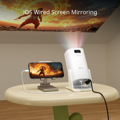 Mini Projector with Bluetooth and 50% Zoom, YOTON Y4 Auto Keystone 270° Rotation Portable Movie Projecteur 1080P Support, Compatible with Android/iOS/HDMI/PS5