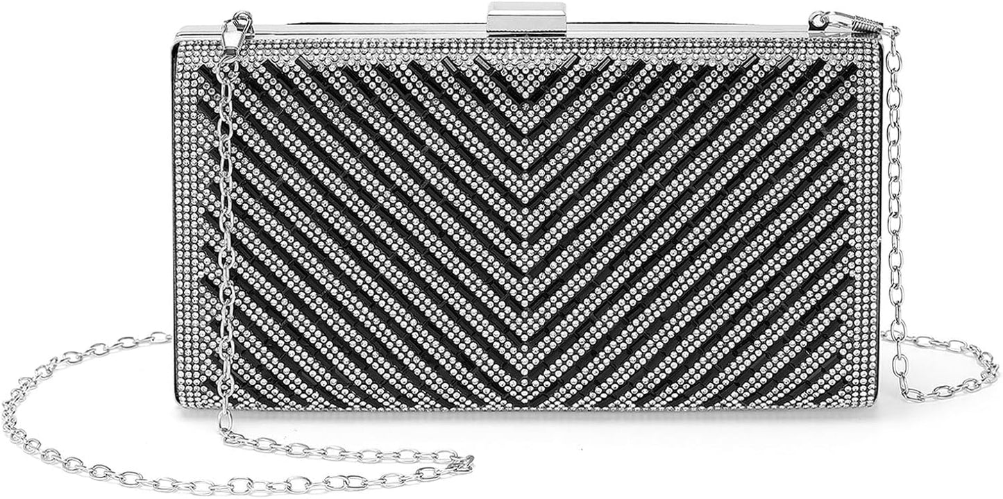 DTGN Evening Bags Clutch Purses for Women Formal, Crossbody Handbags Rhinestone Sequins Clasp Purse for Wedding Guest Party