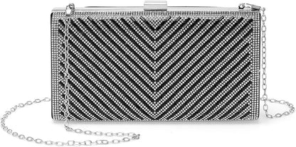 DTGN Evening Bags Clutch Purses for Women Formal, Crossbody Handbags Rhinestone Sequins Clasp Purse for Wedding Guest Party
