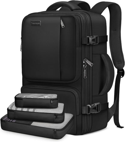 Vancropak Carry on Backpack, Airline Approved 45L Travel Backpack with 3 Packing Cubes