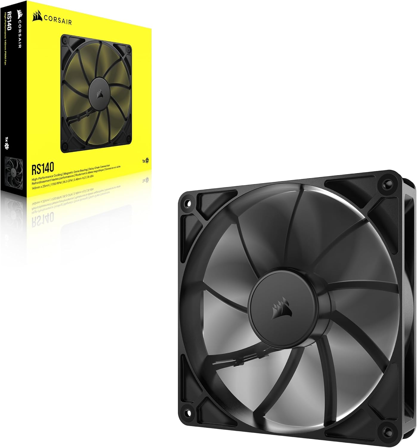 CORSAIR RS120 ARGB 120mm PWM Fan – Daisy-Chain Connection – Low-Noise – Magnetic Dome Bearing – Single Pack – White