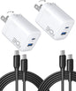 INIU USB C Charger, 2-Pack 30W PD QC 3.0 Dual Port Fast Charging Type C Charger Block With 5ft USB-C Cable, Compact USB C Wall Charger with Foldable Plug for iPhone 16 15 14 Pro Max Samsung S23, White
