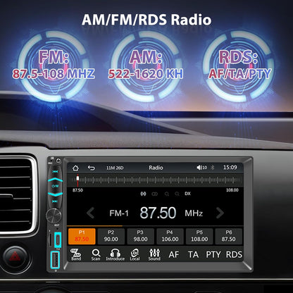 KMUTZY 7" Wireless Double Din Car Stereo，Apple Carplay Radio Screen for Car Audio Receivers, Bluetooth Car Play Android Auto Touchscreen, Mirror Link, Backup Camera, SWC, AM/FM, AirPlay, Type-C