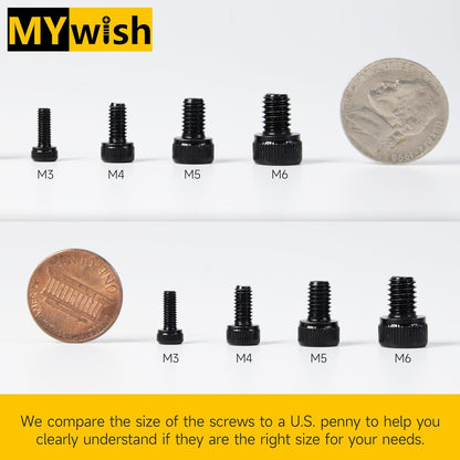 Mywish 900Pcs Metric Screw Assortment, M3 M4 M5 M6 Screw Assortment Kit 304 Stainless Steel Hex Socket Button Head Socket Cap Metric Screws Bolts & Flat Washers/Nuts/Hex Wrenches 16 Sizes 8MM to 20MM