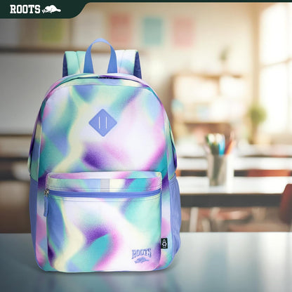 Roots Teen Lightweight Backpack — Made from Recycled Polyester with 15.6" Laptop Compartment, Rain Flap, Bottle Pocket, Reflective Accent, and Back Padding — 34L, Black