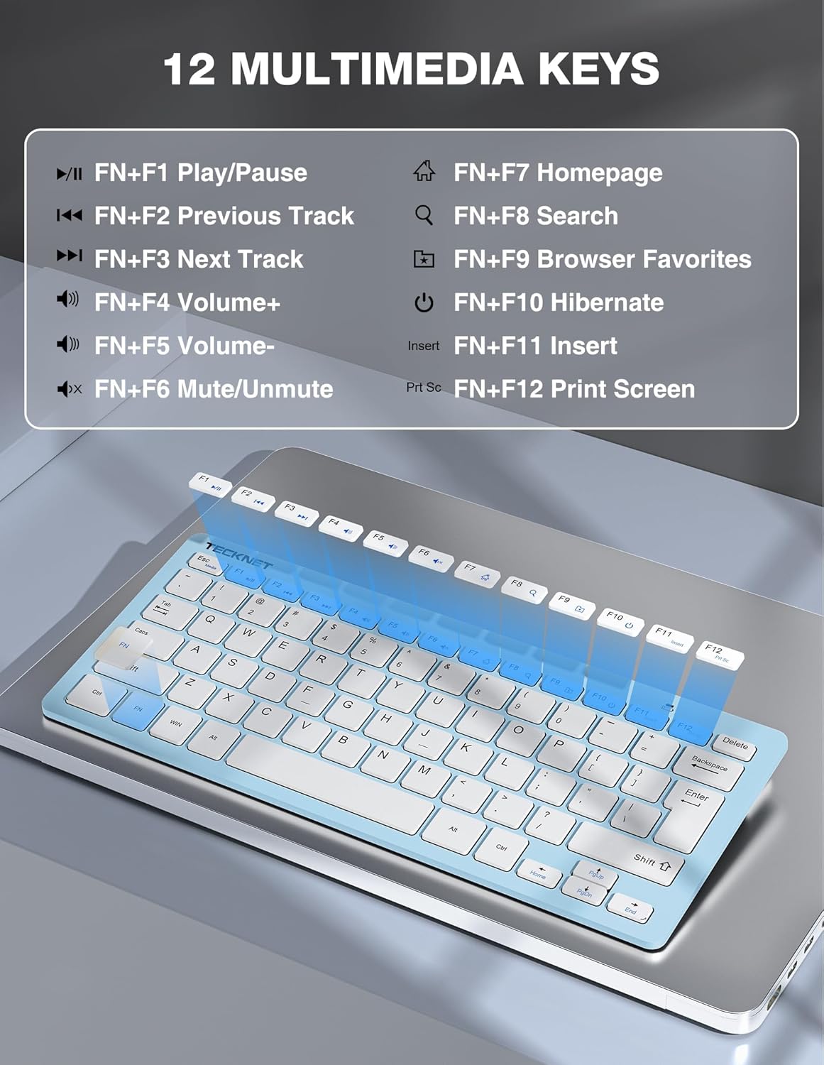 TECKNET Keyboard and Mouse Wireless - Compact 2.4GHz Wireless Keyboard and Mouse Combo with Adjustable DPI, Ultra-Quiet Clicks, Lag-Free Performance for Computer, Laptop, PC, Windows, Mac, Chrome OS