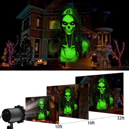 Halloween Projector Lights Outdoor,3D Dynamic Skull Ghost Decorations Light,Clearer Skull HD Patterns,Night Light for Home Window Wall Halloween Decor