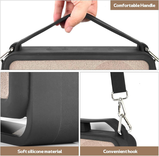 Silicone Case Compatible with Bose SoundLink Home Bluetooth Speaker, Soft Cover Replacement Skin Travel Holder with Shoulder Strap - PuriLite
