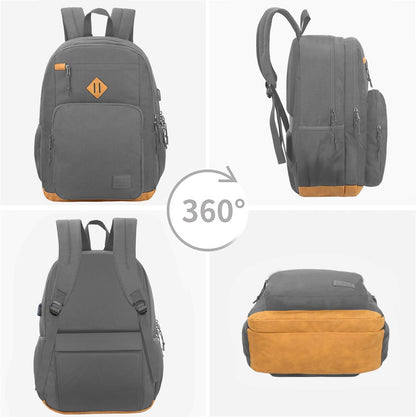 KEOFID classic carry-on travel backpack for men and women, Anti theft laptop backpack with USB charging port, large backpack for college(dark black）