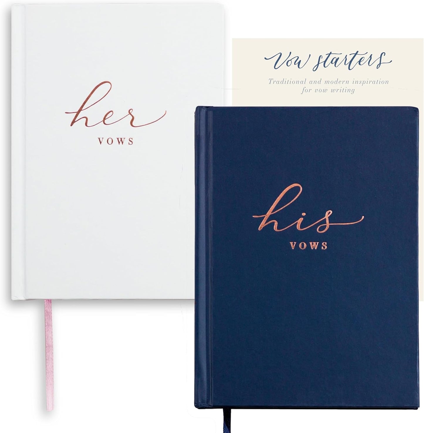 Wedding Vow Books His and Hers – Perfectly Sized, Hardcover Vow Booklets with Gold Foil Lettering – Vows Book Her & Him, Wedding Essentials Idea, Wedding Registry Gifts (Black Ivory, Gold)