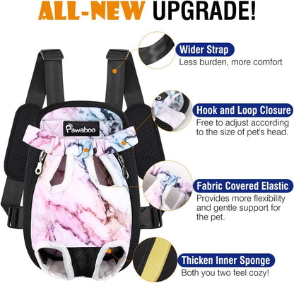 Pawaboo Pet Carrier Backpack, Adjustable Pet Front Cat Dog Carrier Backpack Travel Bag, Legs Out, Easy-Fit for Traveling Hiking Camping for Small Medium Dogs Cats Puppies, Medium, Black