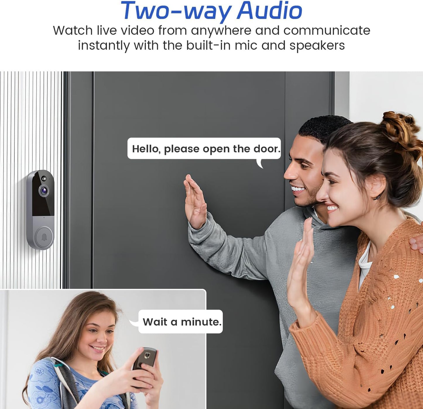 Occuwave 1080P Video Doorbell Camera Wireless, Cloud Storage, Live View, 2-Way Audio, Night Vision, Included Ring Chime, 2.4Ghz WiFi Only, Indoor Surveillance, Real-Time Alert (Silver)