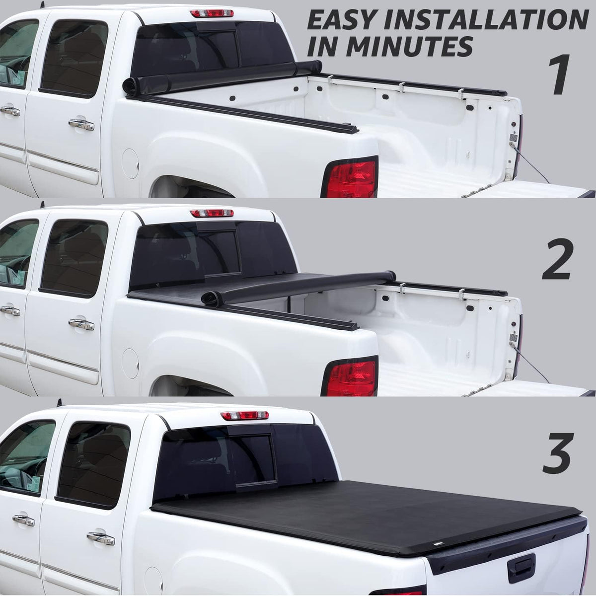 Amazon Basics Soft Roll Up Tonneau Cover for 2014-2019 Chevy Silverado, GMC Sierra 1500, 2015-2018 Silverado Sierra 2500 3500 HD, Fleetside 6.5' Bed