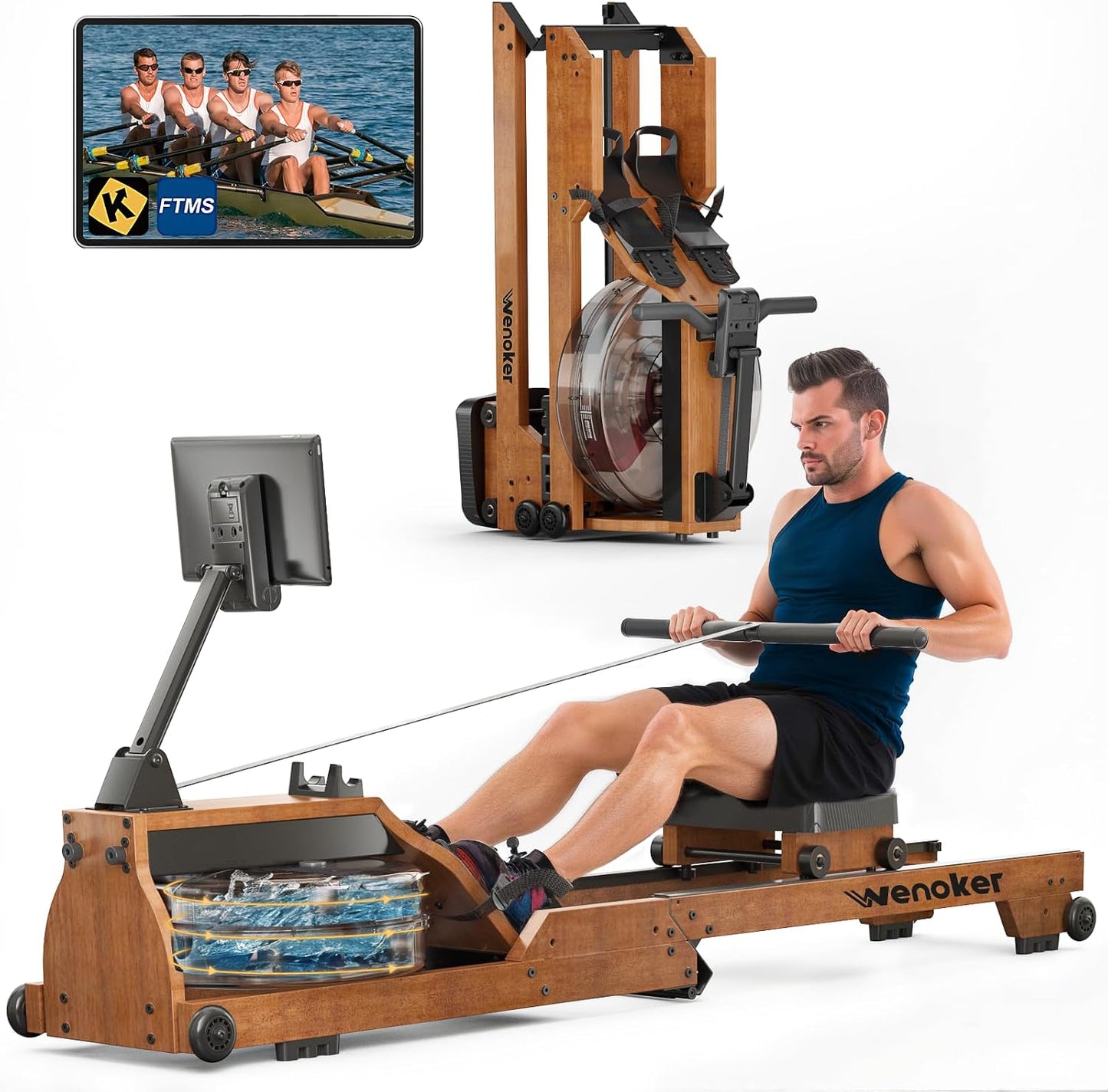 Rowing Machine,Wenoker Magnetic Rower Machine for Home,350 LB Weight Capacity, Smooth Whisper Quiet with LCD Monitor Tablet Holder & Comfortable Seat Cushion, Compact and Saves Space